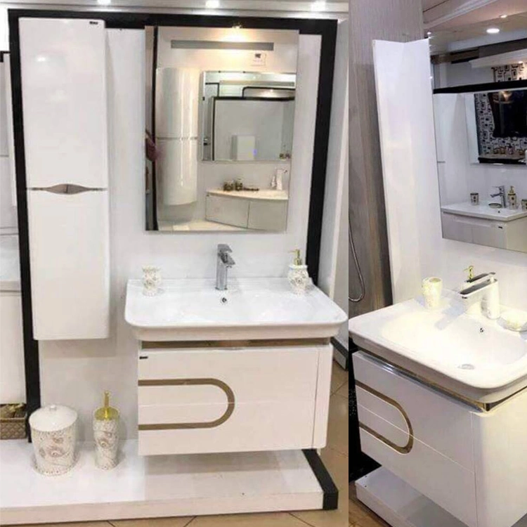 Popular Middle East Curved PVC High-Density 0.55 Metal Strip Style Intelligent Mirror Bathroom Cabinet Smart Furniture