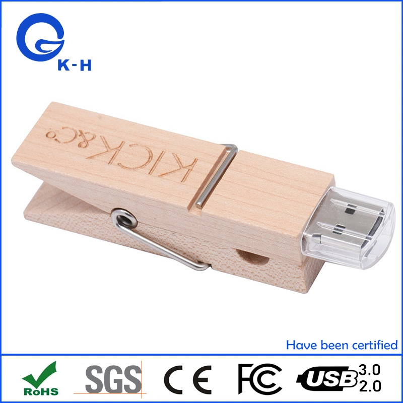 Wooden Clip USB Flash Storage Clothes Spin 8GB Memory Driver