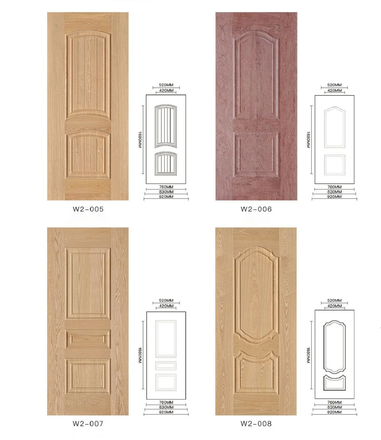 Nature Wooden Suppliers in China Solid Wood Veneer HDF Door Skin