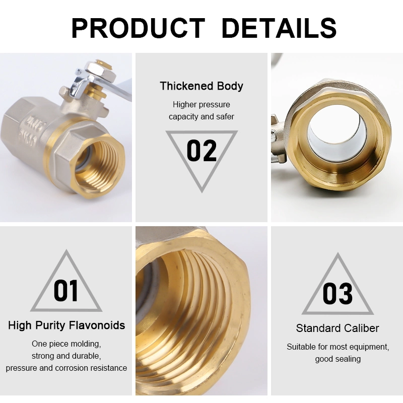 High-Density Lead-Free Forging 1/2" Bsp Level Handle Double Female Brass Ball Valve