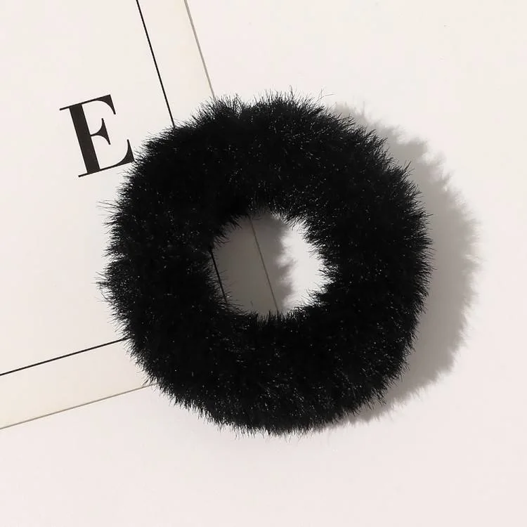 Colorful Soft Plush POM POM Scrunchies Elastic Faux Fur Fluffy Winter Hair Bands for Women Hair Accessories