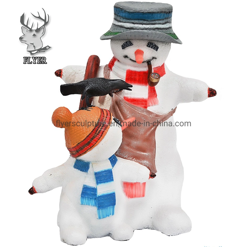 China Big Factory Good Price Christmas Decor Fiberglass Snowman Statue Sculpture