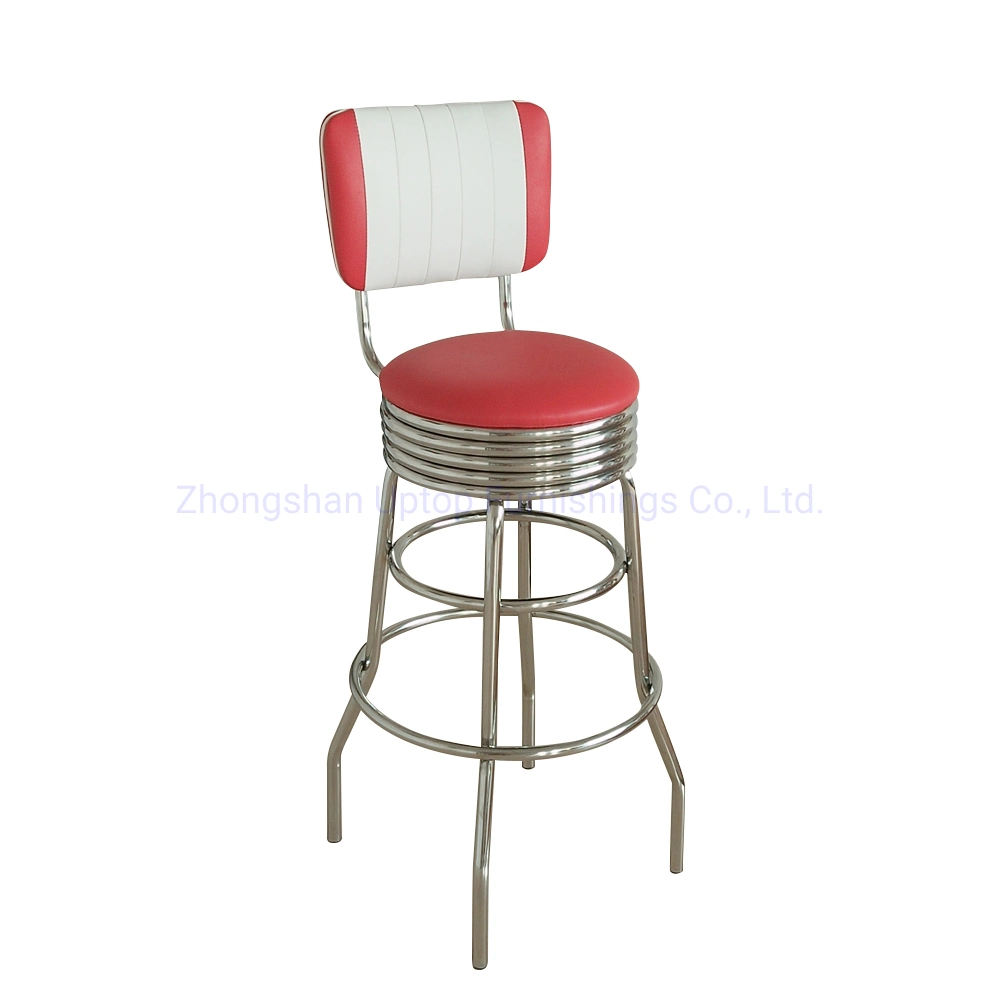 Retro 1950 American Style PU Leather Metal Frame Restaurant Dining