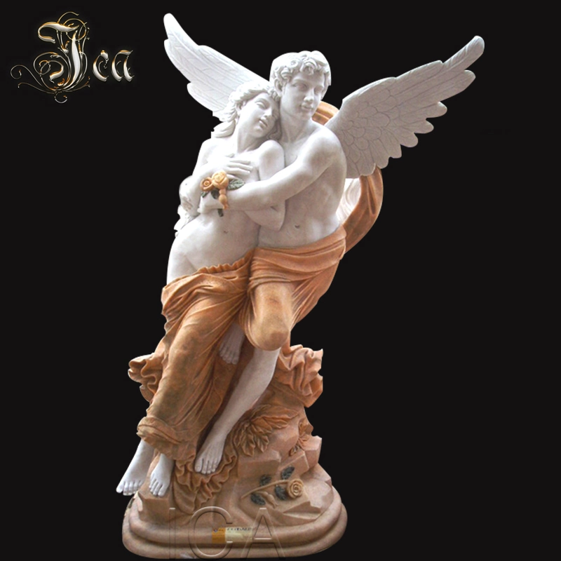 Life Size White Marble Cupid and Psyche Statue