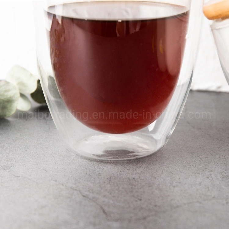 Round Shape Double-Walled Two Layers Glass Cup 12oz 350ml Hot Water Coffee Daily Office Small MOQ Custom Service