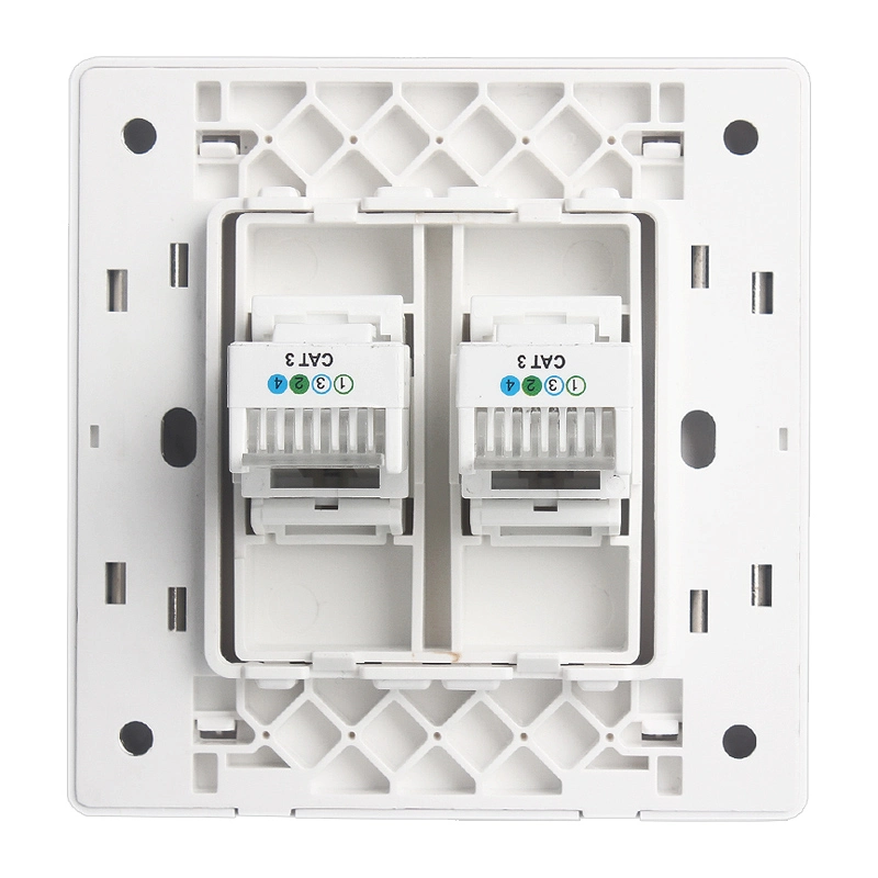 Model 86 Dark Mounted Large Panel Frameless Rj11 Telephone Socket White Two-Port Voice Panel