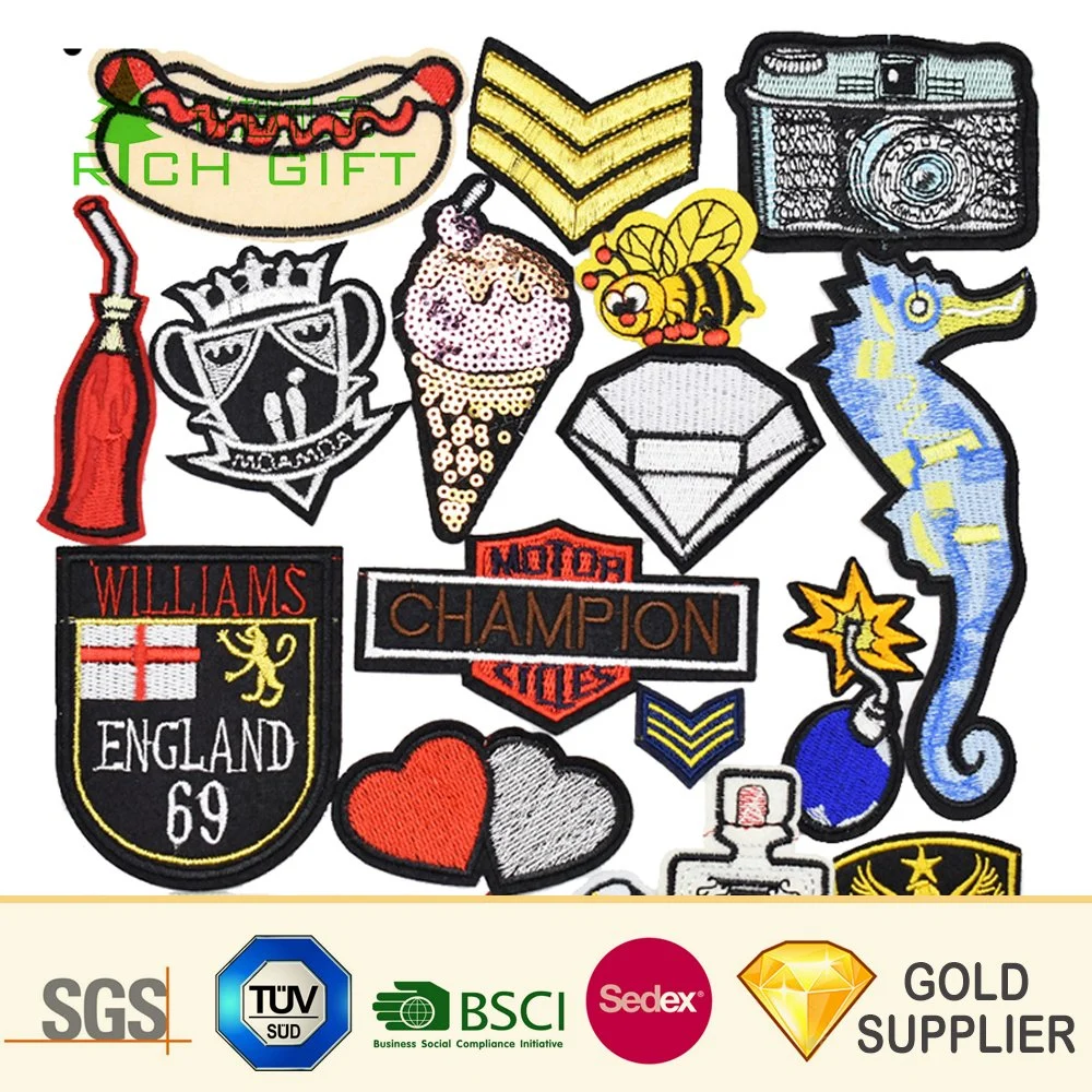 Custom Logo Magnetic Hand Embroidered Bullion Wire Blazer Woven Patch Towel School Security Lapel Pin German Garment Cloth Fabric Textile Embroidery Badge