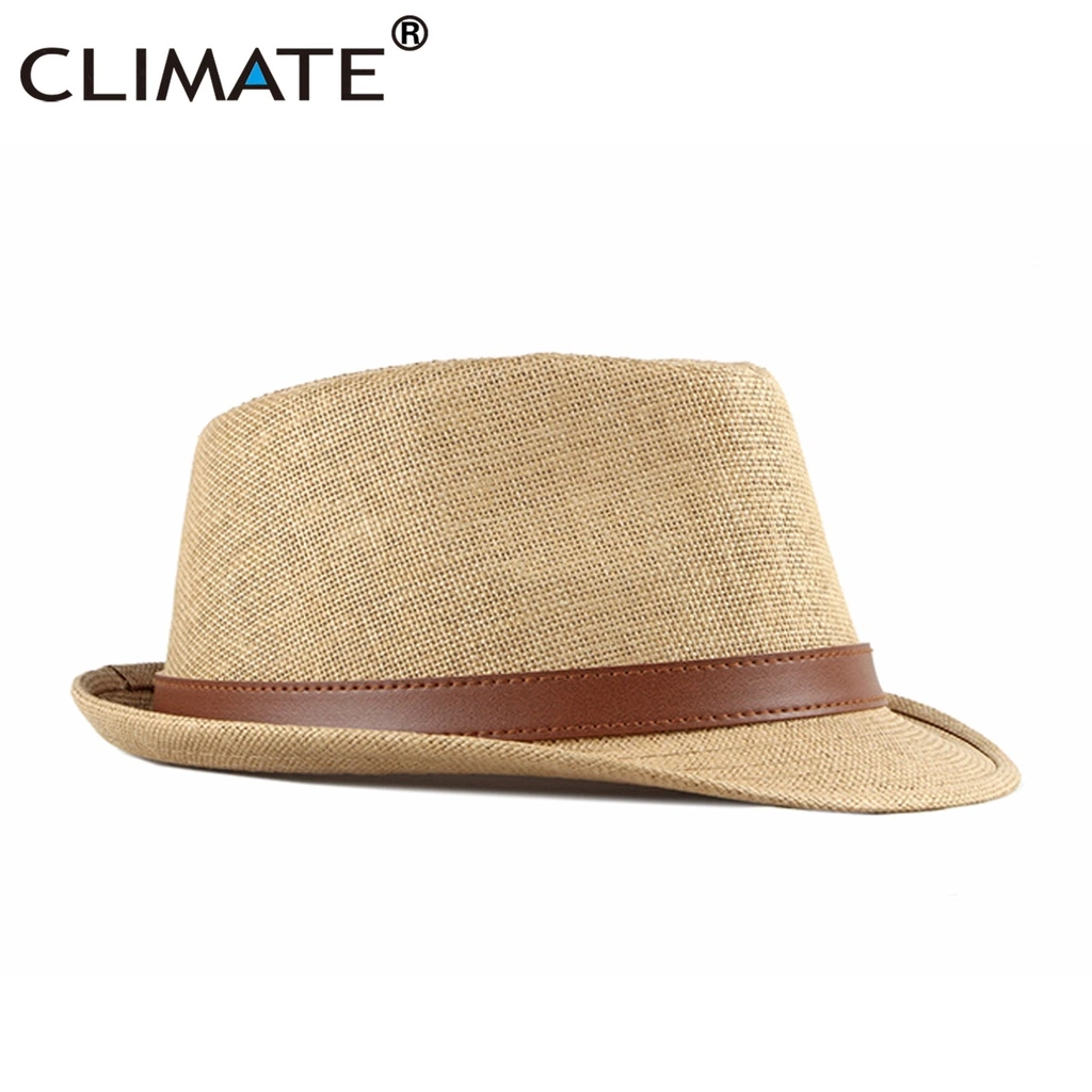 Climat Vintage Summer Straw Hat Cool Men Fedora Panama Paper Retro pour Man Solid Cap