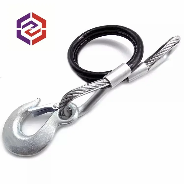 Safety Trailer Tow Wire Rope Cable Plastic Coated Trailer Breakaway Cable with Clevin Sling Latch Hook