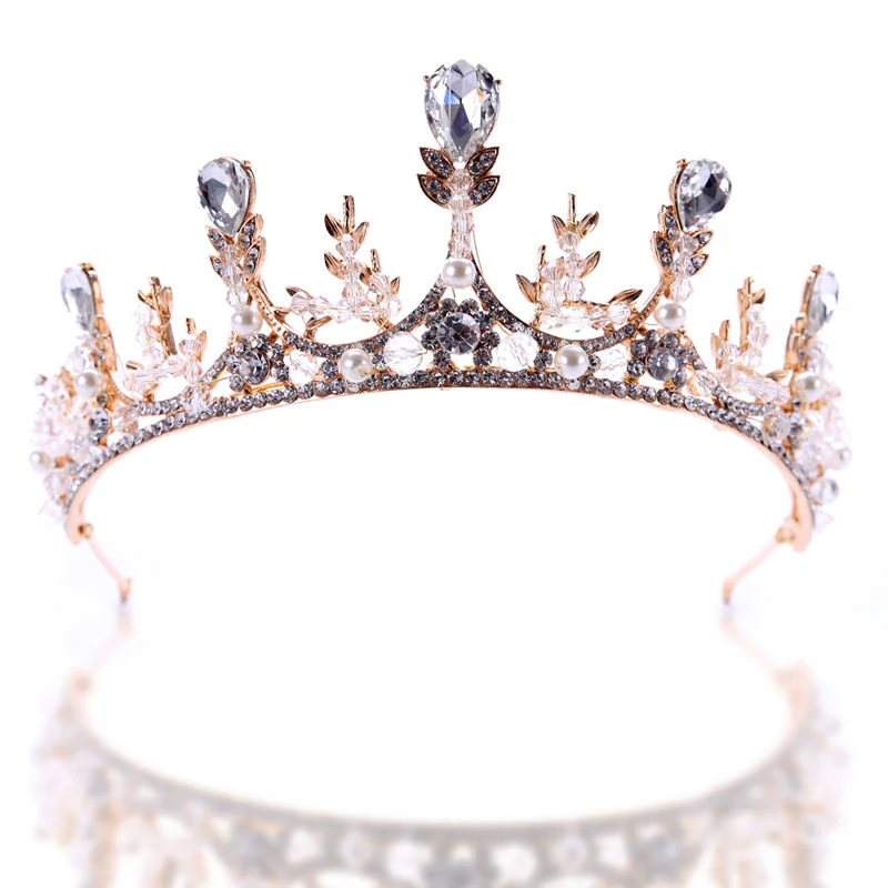 Корейский жемчужины стразами свадьбы головном уборе Princess Crown Hairbands Короны