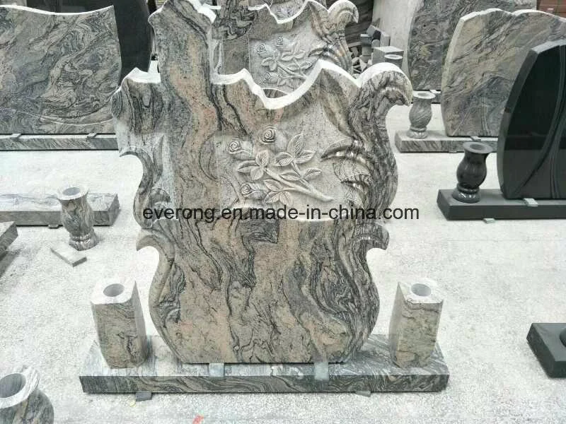 Popular Stlye in European Natural Granite Caving Headstone for Graves