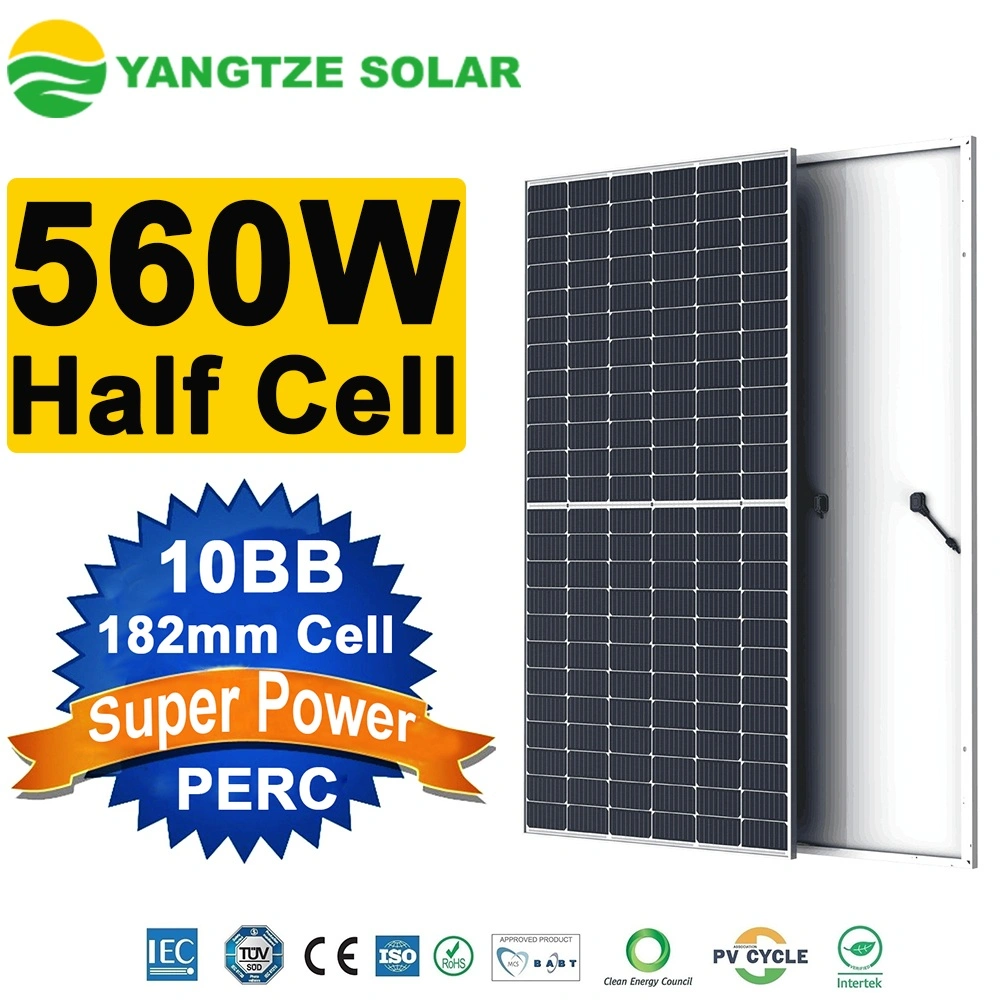 يانغتسي 2021 الشحن المجاني سعر رخيصة 182mm نصف خلية 570W 580W 590W 600W Monocryalline Solar PV Module Solar Panel