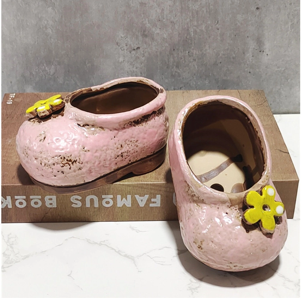 Cute Little Shoes Ceramic Succulent Plant Flower Pot Three-Dimensional Pot