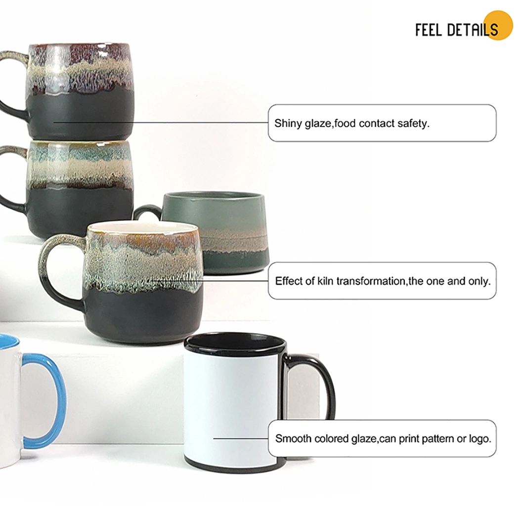 Grossista personalizado Ceramic Coffee Mug com pega colorida para promoção Presente