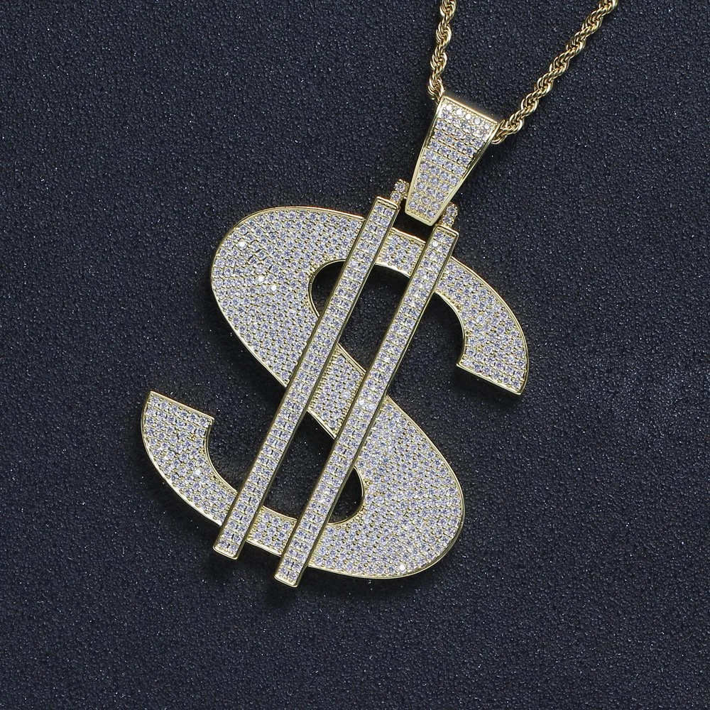 Модные ожерелья Аксессуары $Pendant Large Dollar Sign Pendant Street Тренд ожерелье циркона