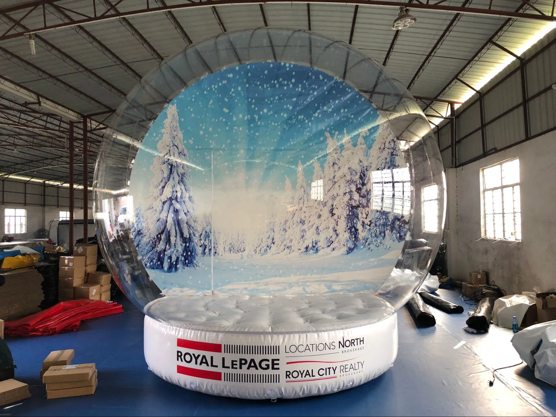 Bola de nieve transparente inflable para decoración de Navidad