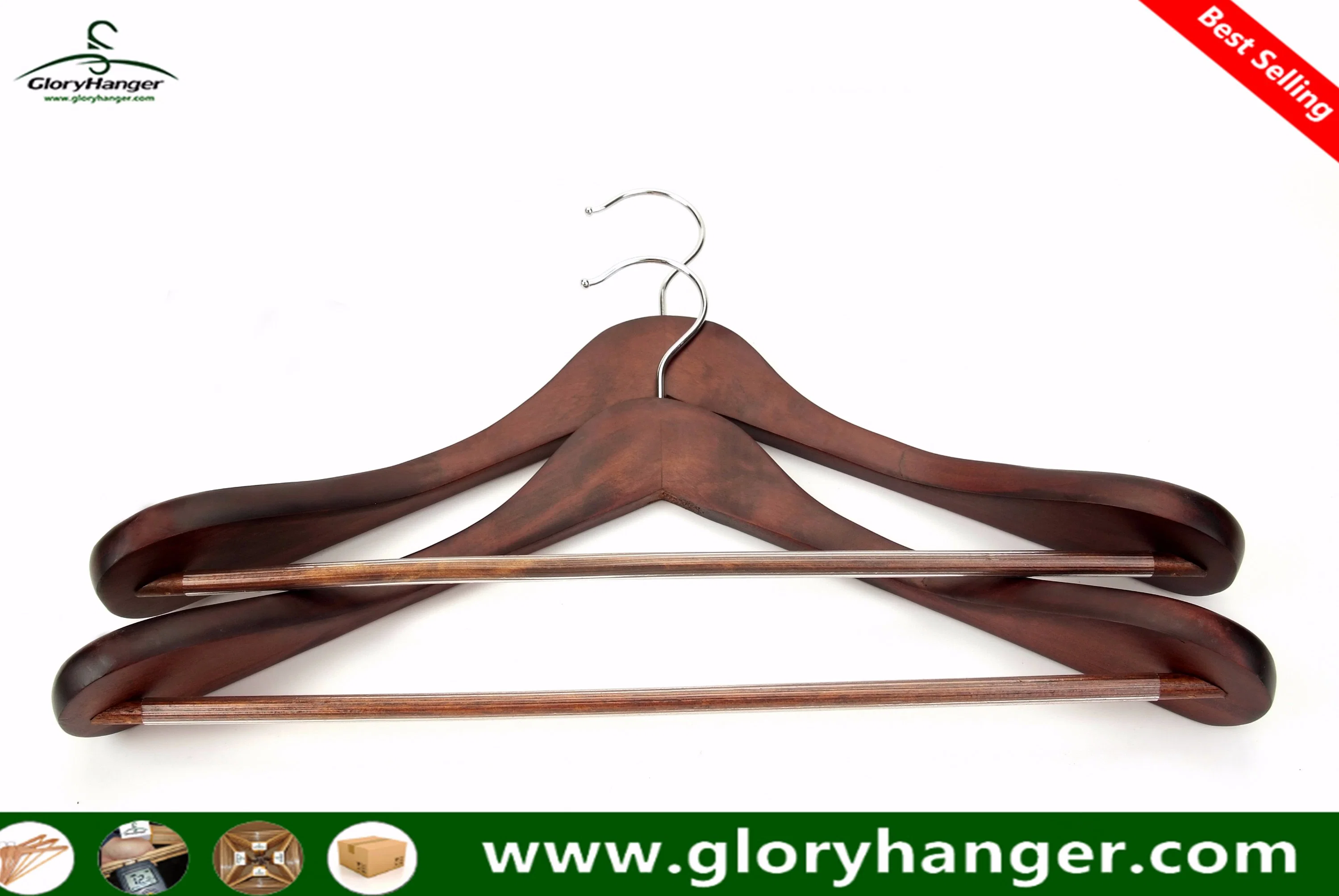 Luxury Hotel Wooden Coat Clothes Hanger for Garment