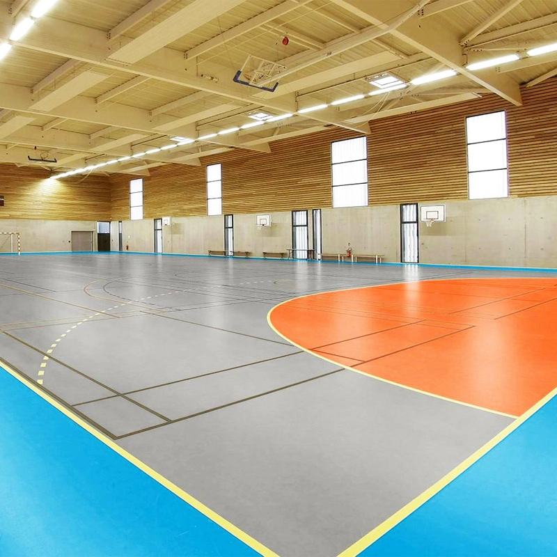 Soft 20m*2m*4.5mm Football Stadium Wood Grain PVC Sports Flooring with Cheap Price