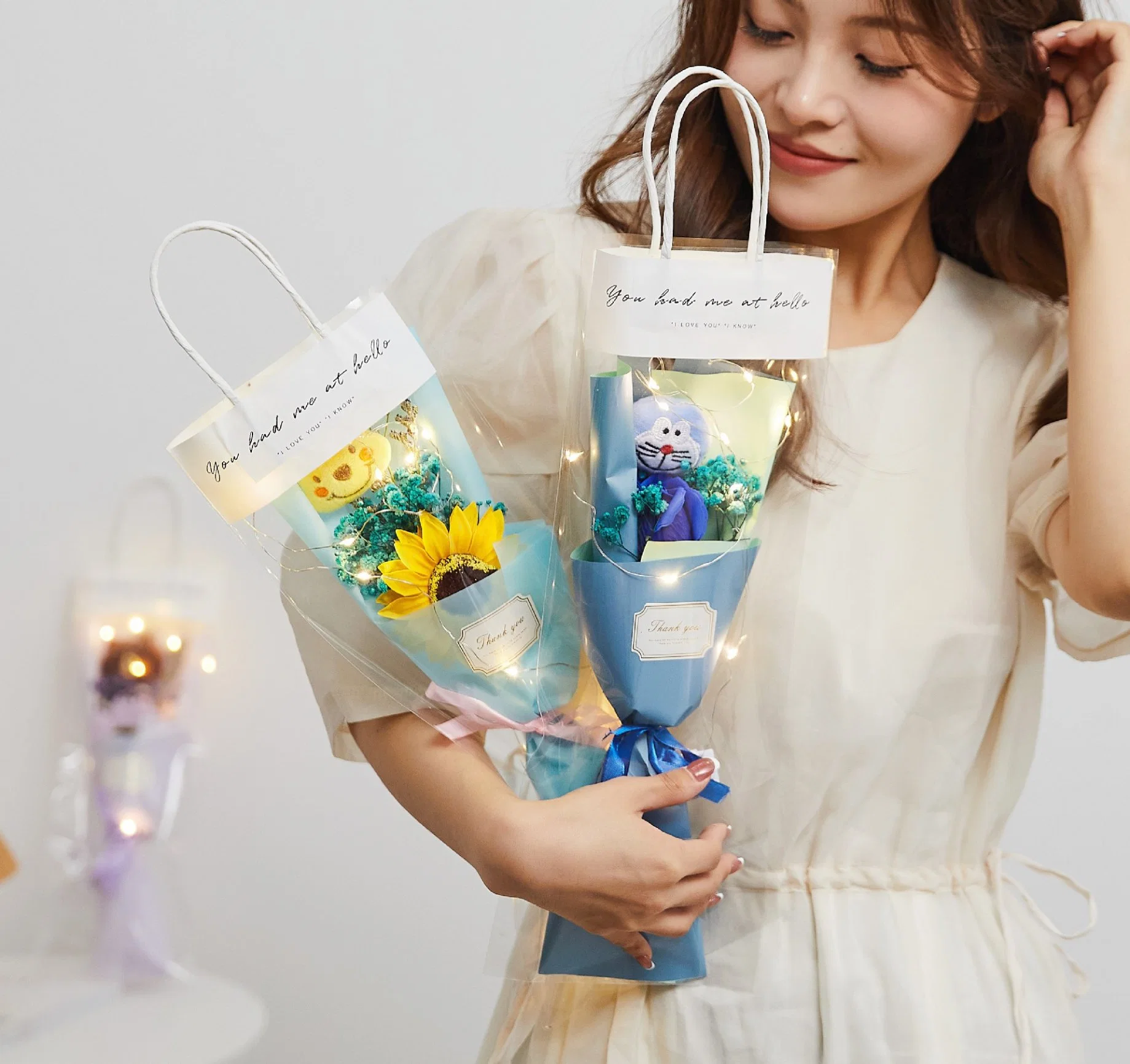 Valentinstag Geschenk Baby Atem Puppe Bouquet Seife Blume Creative Geschenk zum Valentinstag