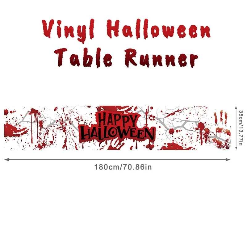 Halloween Chemin de table rectangulaire en vinyle Décoration de table de salle à manger pour la fête d'Halloween.