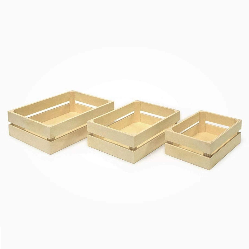 Wood Craft Crate Set of 3 Small Decorative Boxes