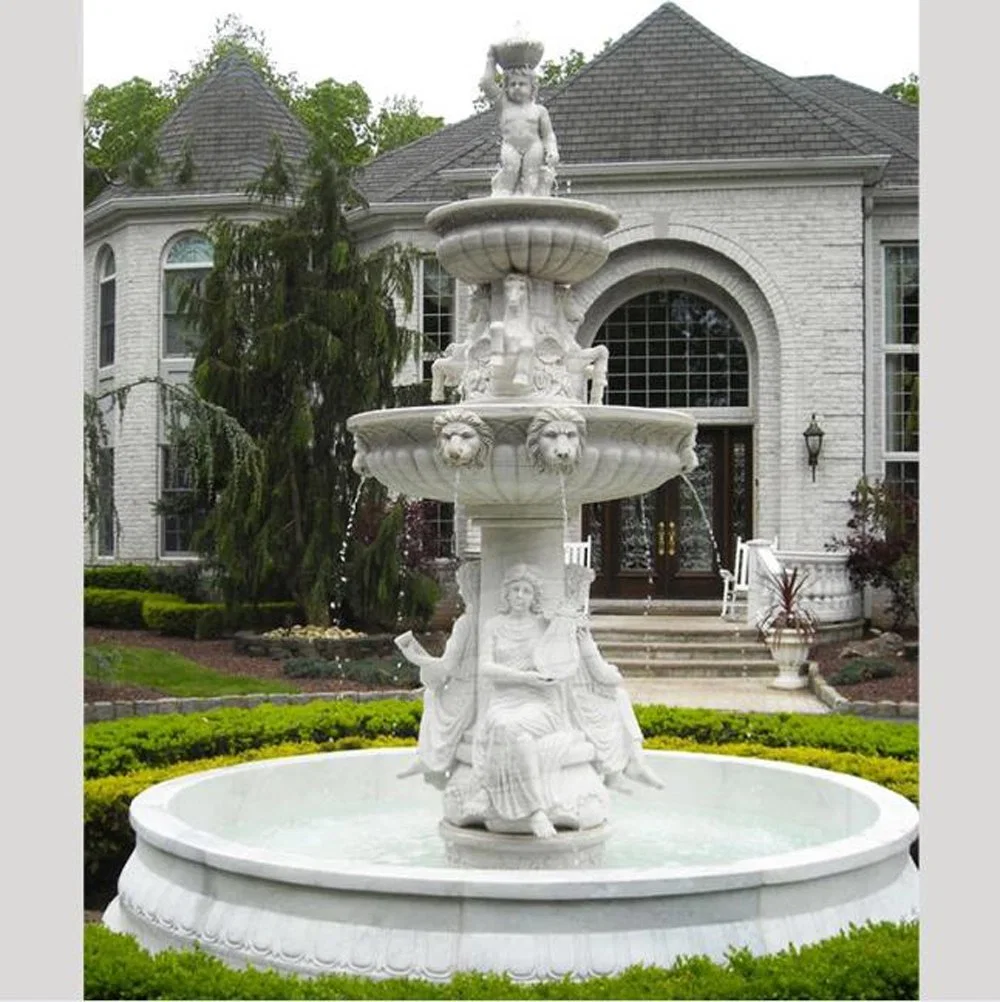 Luxury Europe Style Big Trevi Garden Water Fountains White Marble Stone Products for Building Facade