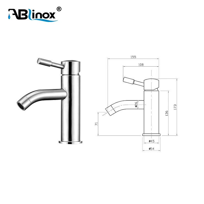 Ablinox High quality/High cost performance Water Tap Stainless Steel Washroom Mixer Basin Faucet