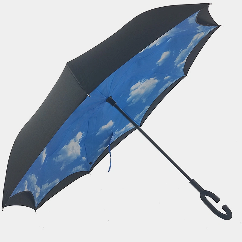 C Shape Handle Custom Logo Promotion Reverse Umbrella