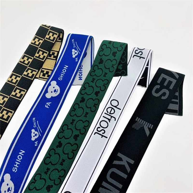 Bund Customized Logo Muster Gedruckt Unterwäsche Jacquard Elastische Webbing