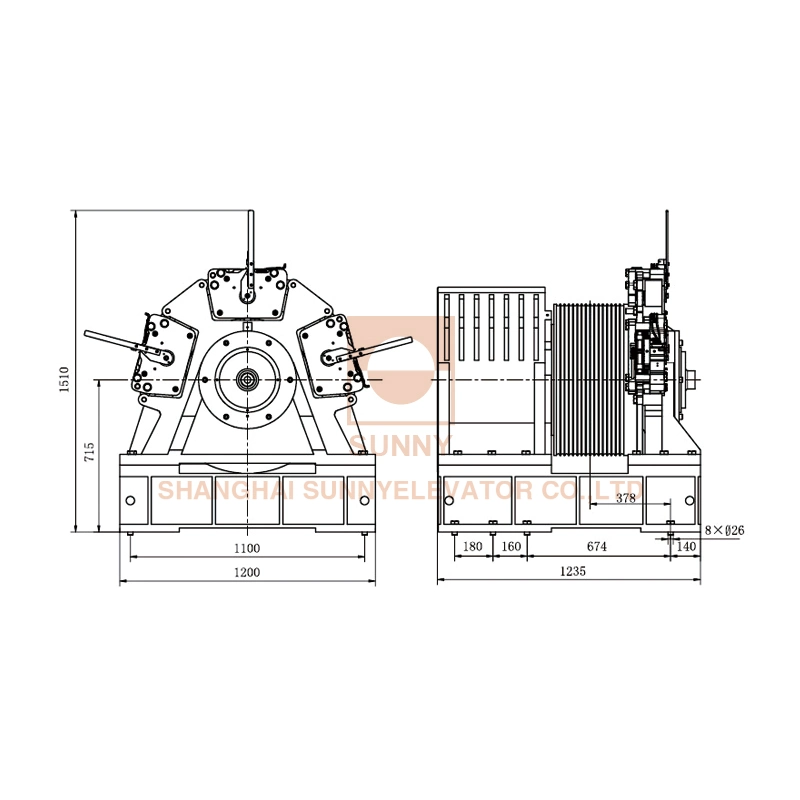 Load 1600~2000kg Elevator Traction Machine for Machine Room (SN-MDD710)