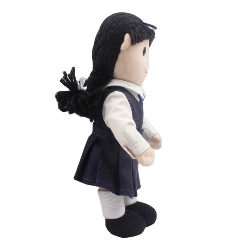 Customized 15cm Lovely Soft Plush Toy School Uniform Dressed Stuffed Fabric Dolls