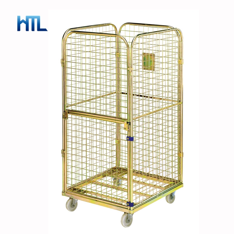 4 Sides Warehouse Logistics Steel Insulated Portable Foldable Laundry Trolley