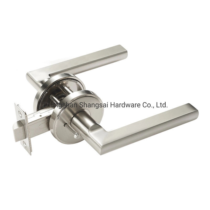 Heavy Duty Privacy Door Lever Handle with Unique Push Button Design, Hidden Screws Installation