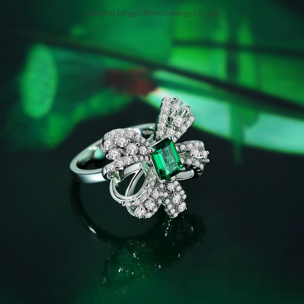 Bow Ring Female 925 Sterling Silver Finger Ring Artificially Inlaid with Artificial Diamonds to Cultivate Emerald Classic Female Jewellery