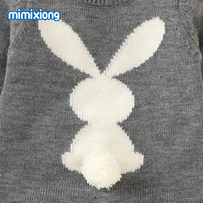 Customized Baby Romper Long Sleeve Rabbit Romper with Ball Knitted Baby Clothing