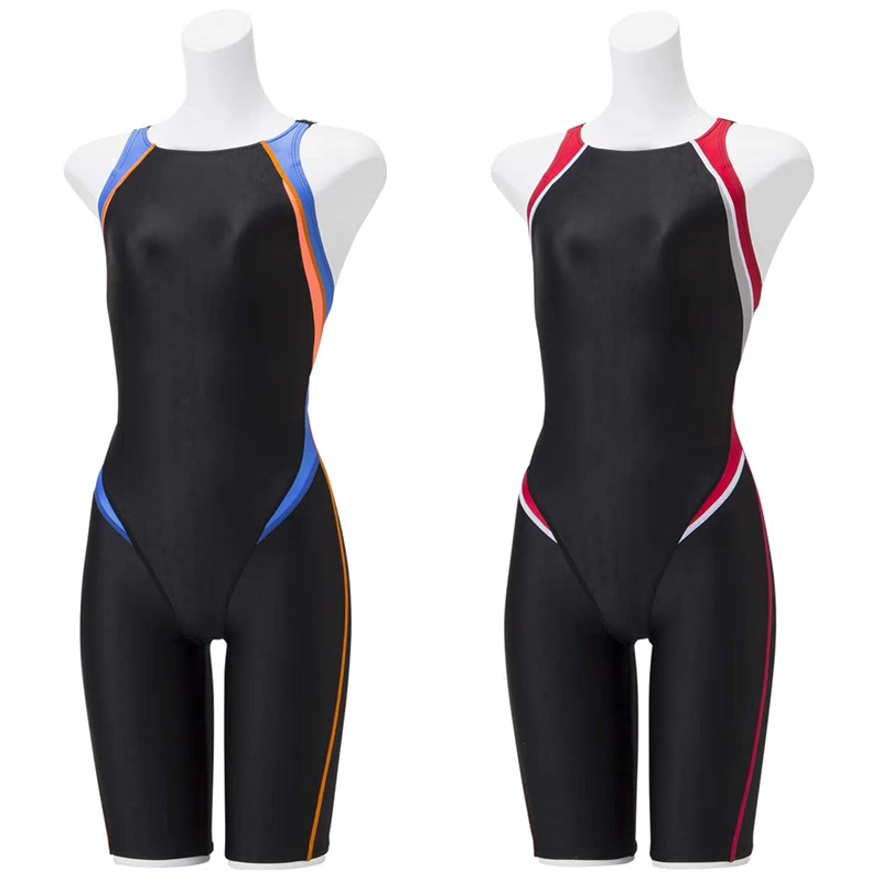 Maillot de bain de compétition professionnel une pièce pour femme, en PBT, pour athlètes, avec genouillères, pour sports de compétition, pour la musculation, et pour la natation.