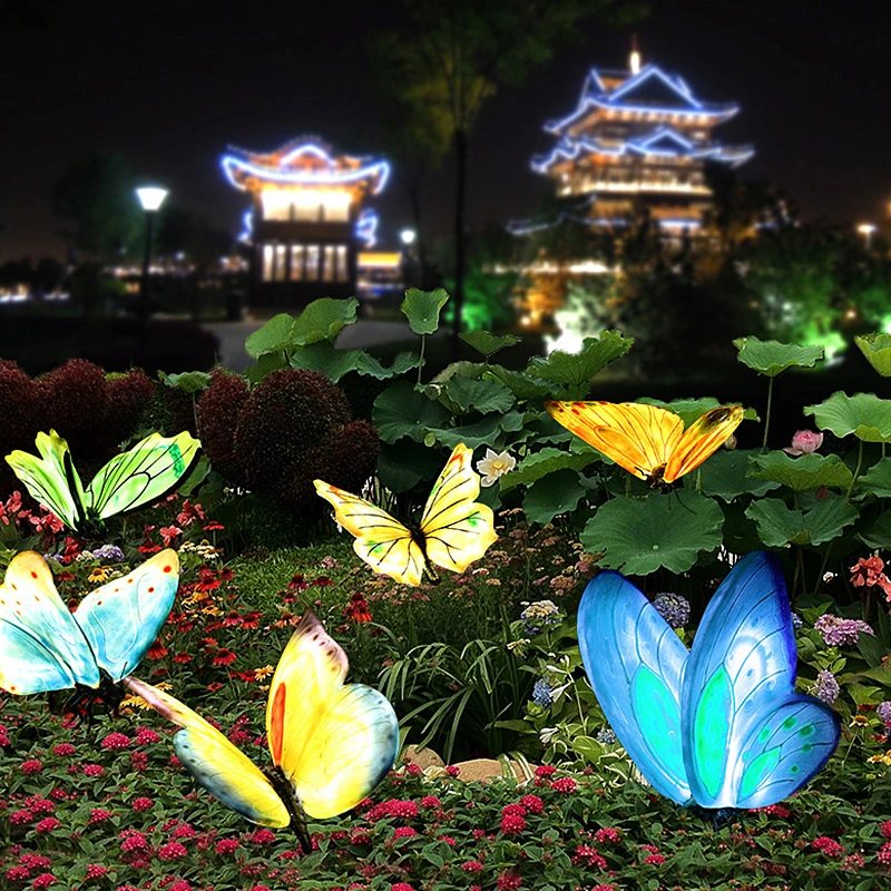 Vacaciones de Navidad de la mariposa en el exterior de Fibra Óptica LED solares de Jardín de luz Iluminación decorativa para la Pasarela camino