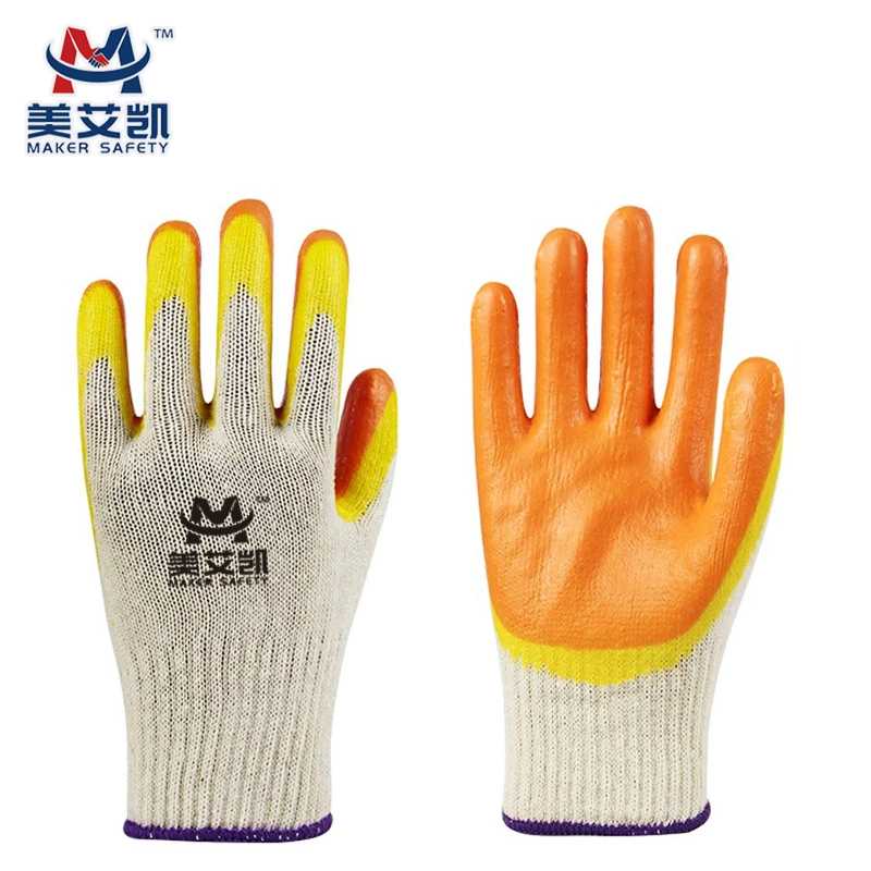 Garden Gloves Smooth Double Latex Palm Coated Cotton Work Gloves