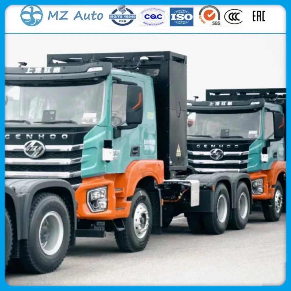 Factory Direct Sales Genhoo Saic Hongyan H6 Rechargeable Electric Trucks 6X4/4X2 Head Truck Tractor 280/360/420 Kw 490/585HP Made in China