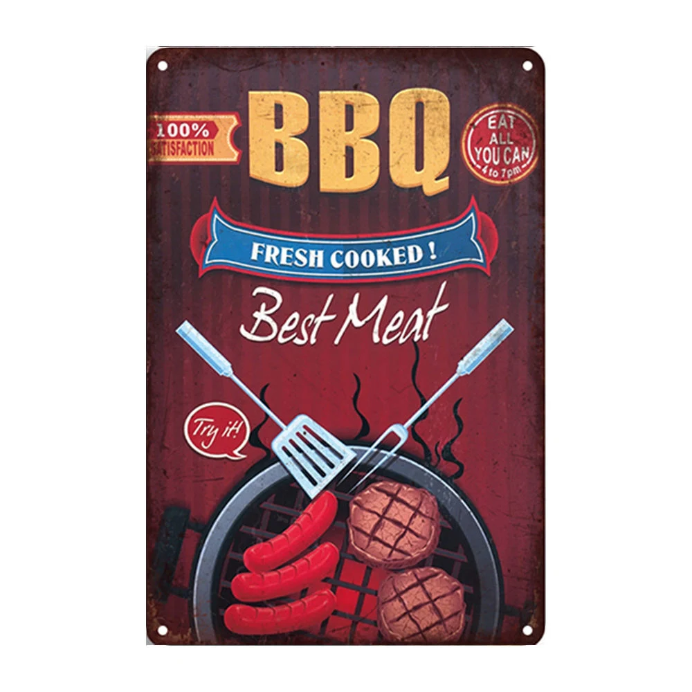 Diseño de BBQ Carteles de publicidad Vintage verano personalizados impresión Metal pintura