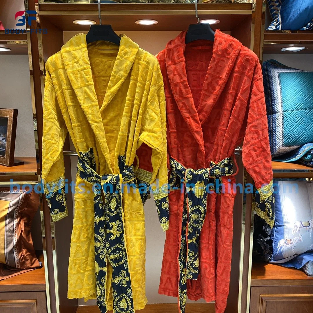 Luxury Bath Robe Men's Pajamas 100% Cotton Bathrobe Men Designer Bathrobe