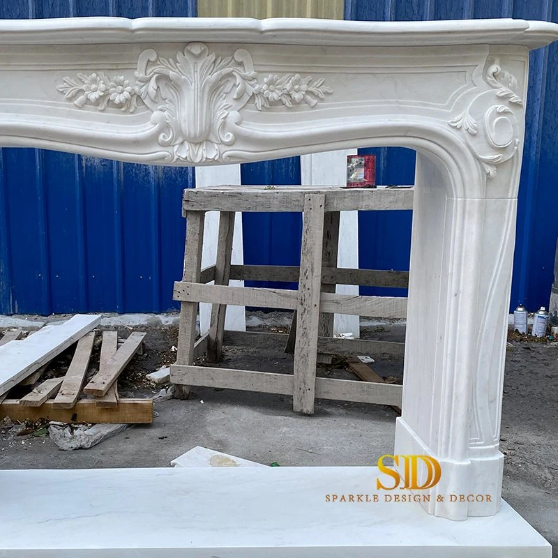 China Manufacture Good Price White Marble Fireplace Shelf Stone Fireplace Surround