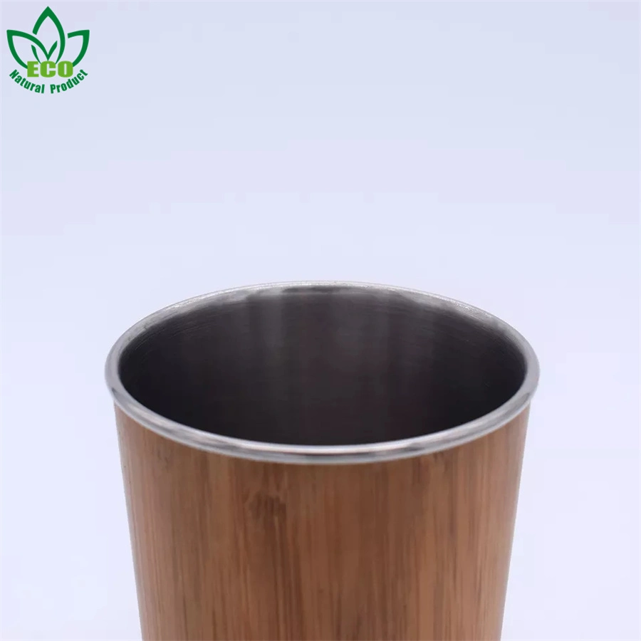 260ml Stainless Steel Inner Bamboo Cold Beer Mug Portable Business Car Cup