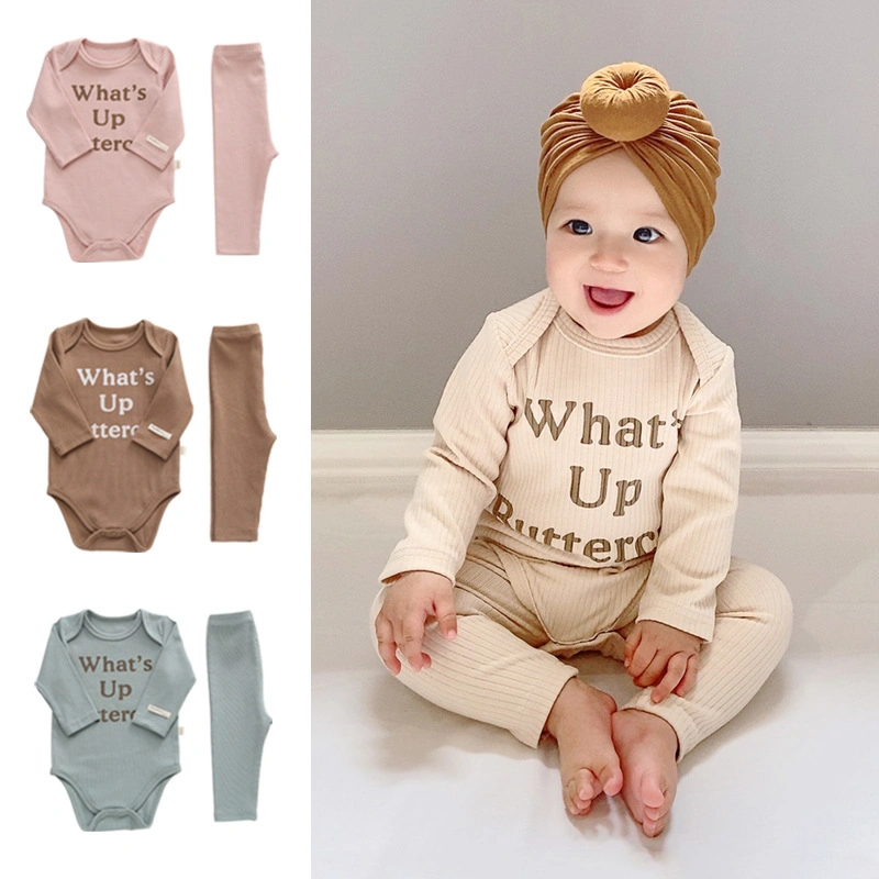 Factory Wholesale/Supplier Newborn Baby Kids Infant Rib Knitted with Print Romper Bodysuit Toddler Wear Clothes for Pajamas