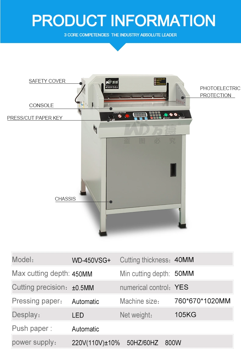 Wd-450vs+ Digital Control Paper Cutting Machine