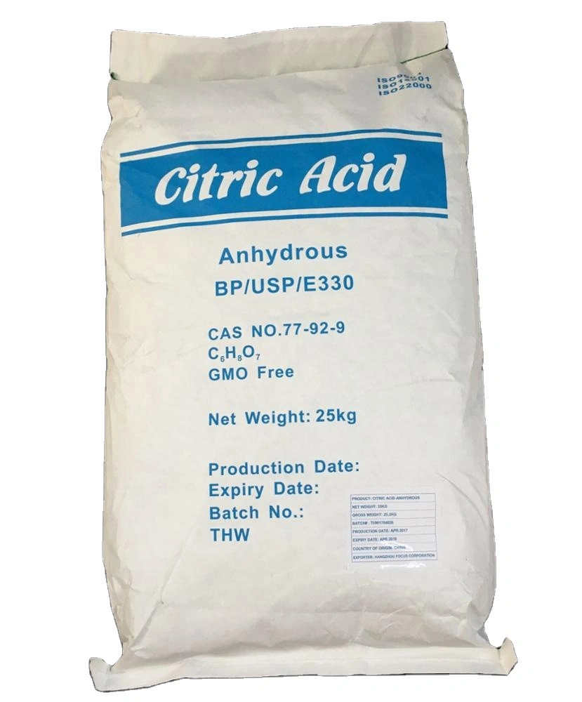 White Granules Citric Acid Anhydrous Powder Acid Flavoring Agent with 25kg Bag