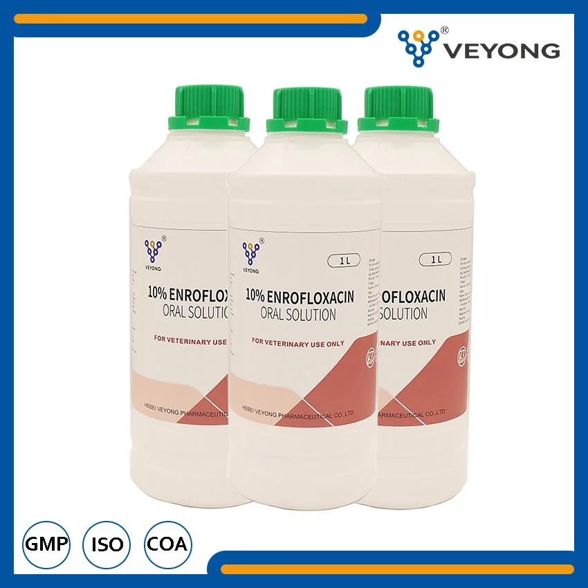 Las aves de corral de la medicina GMP fabricante / distribuidor enrofloxacina 10% de líquido oral para el animal