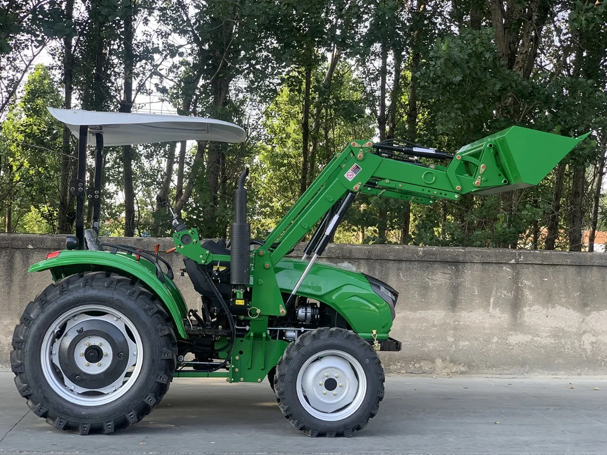 Nuevo diseño de certificación CE de cuatro ruedas 90hp Mini tractor Agrícola Con carga frontal para la venta