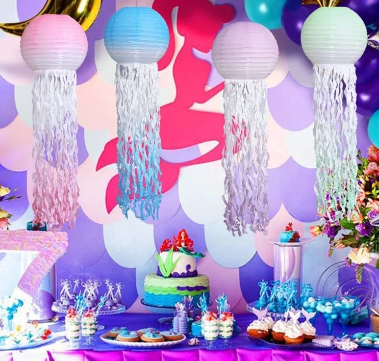 Mermaid decoración fiestas temáticas de las medusas linterna de papel bajo el mar parte niña DECORACIÓN Decoración de cumpleaños de sirena