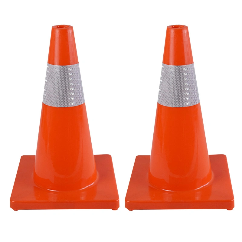 Cone de trânsito refletor de PVC de 45 cm para segurança rodoviária